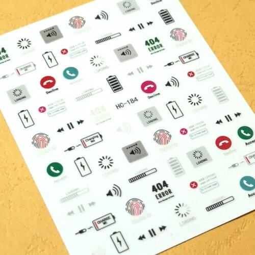 Newest HC-184 phone icon design nail art sticker decal stamping back gule DIY nail decoration tools