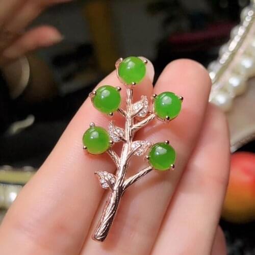 Branch style fashion green Jade necklace for women ornament real 925 silver natural jade special designment girl party gift