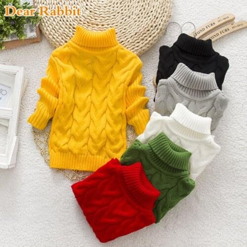 PHILOLOGY 2T-8T pure color winter boy girl kid thick Knitted bottoming turtleneck shirts solid high collar pullover sweater