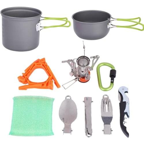 Portable Outdoor Cooking Set Camping Hiking Cookware Picnic Stockpot Pan Outdoor Tableware Camp Cooking Supplies