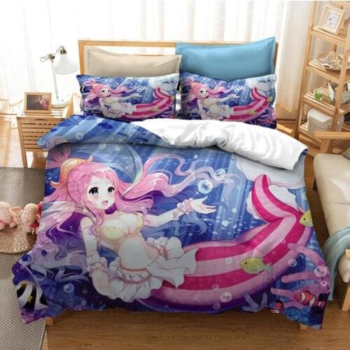 Ocean Series 3D Cartoon Mermaid Girls Bedding Set Duvet Cover Children Christmas Gift for Girls Bedroom Decor
