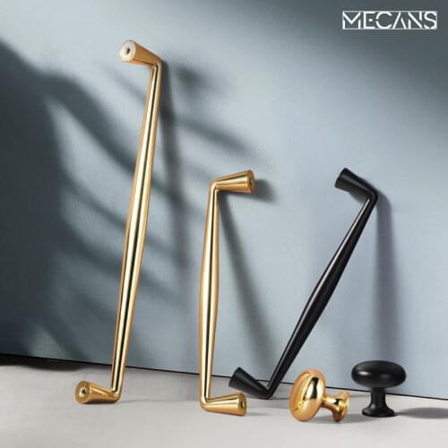 MECANS Polished Gold/Black Appliance Pull Cabinet Knobs Kitchen Door Handles Drawer Cupboard Door Handle for Furniture Hardware