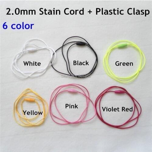 6 color) 100pcs 2mm Satin Cord with Plastic Breakaway Clasps for Silicone Baby Teething Pendant Chewing Necklace Bracelet