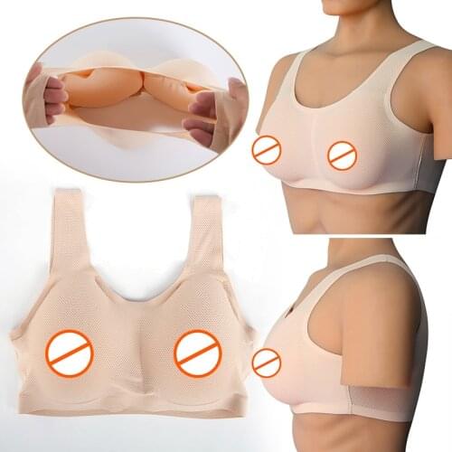 Crossdresser Silicone ABC Cup Comfort Pocket Bra Fake Boobs Breast Forms Enhancer Top Insert For Transgender