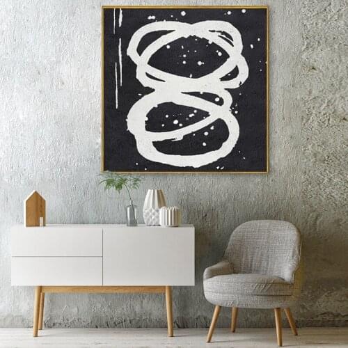 Modern Abstract Painting Canvas Painting Multiple Black Circles Wall Art Poster Minimalist Printmaking Home Decor Bedroom Mural