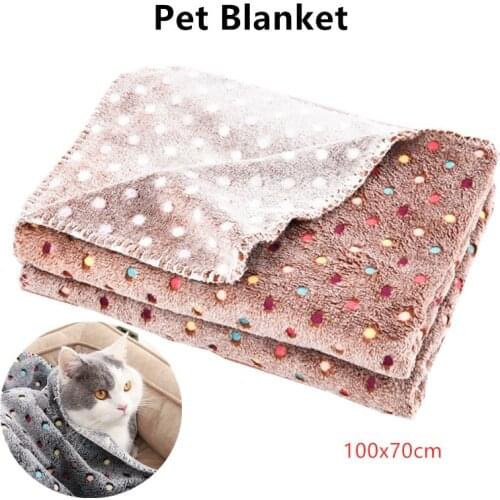 Warm Pet Blanket Bed Mat Cover 100x70cm Wave Point Cat Dog Coral Fleece Soft Skin-friendly Puppy Winter Pet Supplies 2 Colors