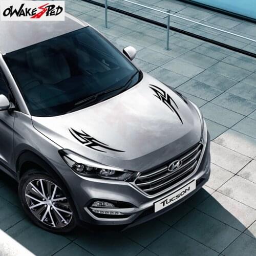 2pcs 65CM Auto Hood Engine Cover Bonnet Decor Decals For Hyundai Tucson Sport Stripes Styling Car Body Vinyl Stickers