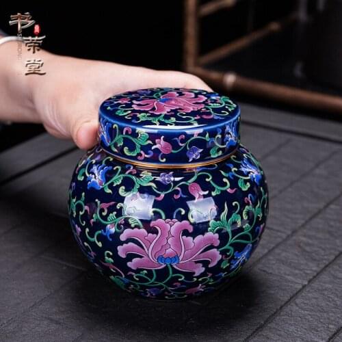 Moisture Smell Proof Tea Box Organizer Ceramic Seal Round Airtight Portable Tea Caddy Kitchen Canist Caja Para Te Teaware DF50CY