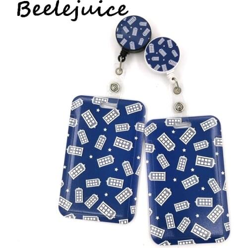Doctor Who Telephone booth Retractable Badge Reel Lanyard Nurse ID Business Credit Card Work Badge Holder Office Student Clips
