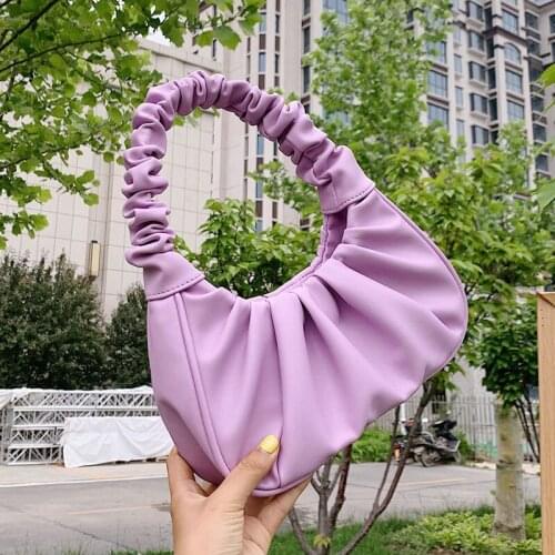 2020 Luxury Design Women Hobo Pleated Tote Bag Candy Color Underarm Bag Small Handbag And Purses Shoulder Bag Female Hobos Bolso