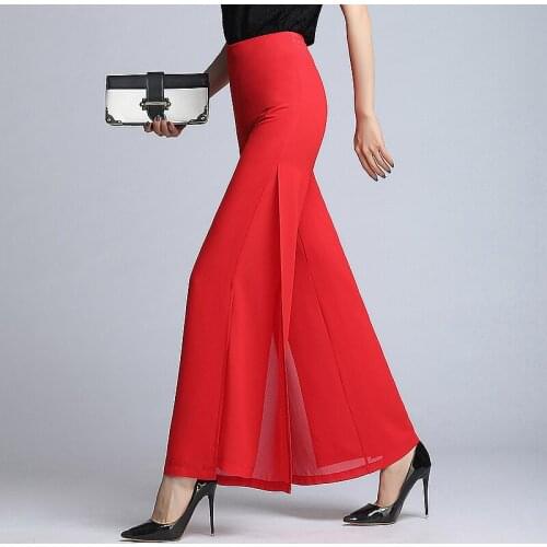 Wide Leg Pants Dance Pant High Quality Solid Chiffon Latin dance Long Pants Women Dance Trousers Cross Pants Casual