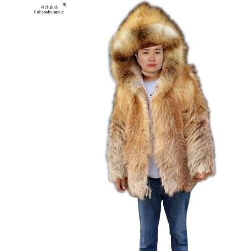 Linhaoshengyue winter red fox fur women coat Real fox fur women fur coat