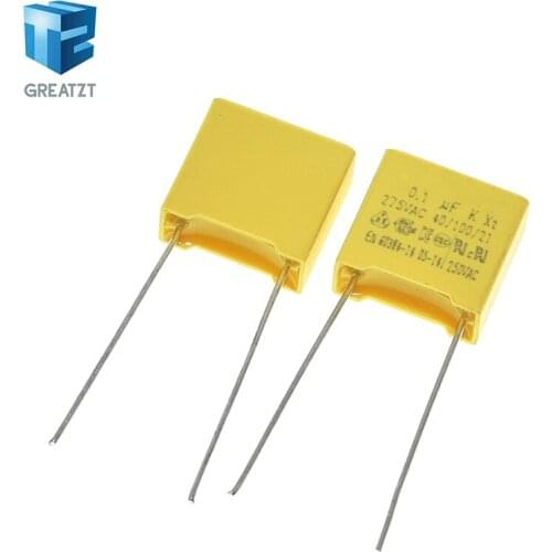 10PCS safety cap 275V104K 10MM Polypropylene film 275V 104K 0.1uf X2 safety capacitor 275VAC capacitors 275V104 capacitance