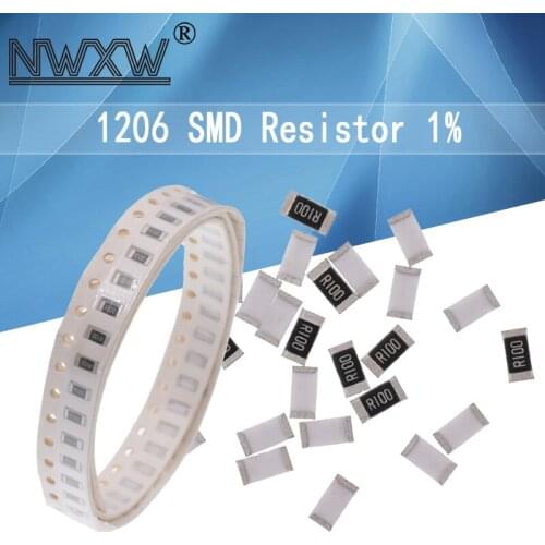 100Pcs 1206 SMD resistor 1% 0R ~ 10M 1/4W 0 1 1 10 100 150 220 330 ohm K 2.2K K 100K 0R 10 47r 82k 1R 10R 100R 150R 220R 330R
