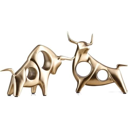 2Pcs/Sets Nordic Geometric Bull Decoration Ornaments Home Decoration Furnishings Living Room Feng Shui Props Business Gifts