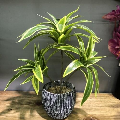 35cm3 Fork Artificial Desktop Fake Plants Green Plastic Palm Tree Bunch Flower Material Office Living Room Christmas Home Decor