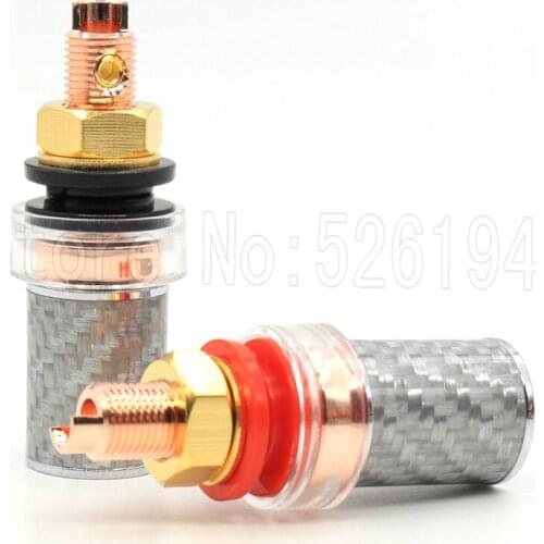 4pcs hi-end pure copper plated Carbon Fiber Binding Post Speaker Plug Probe Panel HiFi