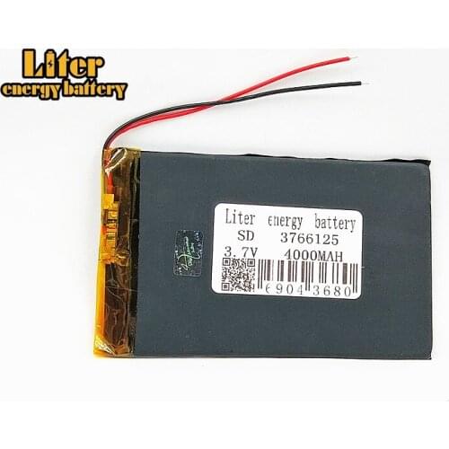 4000mah lithium polymer 3766125 3.7 V tablet Li-Po Rechargeable battery For PC PDA DVD Tablet MID GPS Electric Toys Batteries
