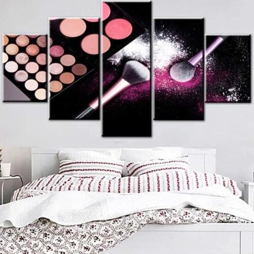 5 Pieces Wall Art Canvas Painting Colorful Makeup Palette Poster Pictures Home Modular Decoration For Modern Living Room