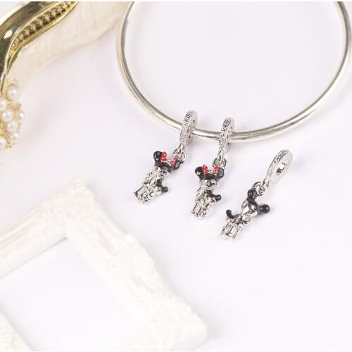 5PCS Silver Plated Black Enamel Hat Sister and Brother Charm Pendants Fit Original Bracelets Necklaces Women DIY Jewelry Making
