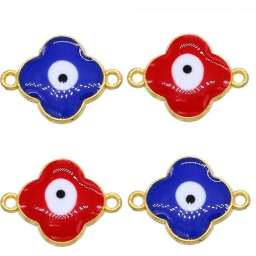 6pcs four-leaf clover shape lucky evil bead pendant connector jewelry accessories bead bracelet necklace jewelry handmade wholes