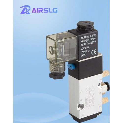 Free shipping Pneumatic solenoid Valves 4M210-08 1/4 Bsp 1/8 3/8 1/2 5 Way 2 Position 12V 24V DC 110V 220V 5/2 Control Valves