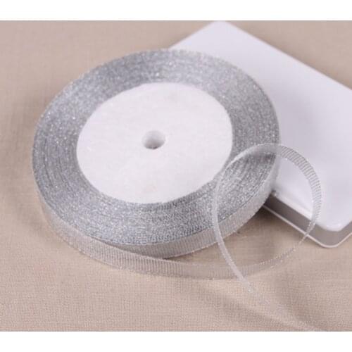 3/8'' 10 mm width glitter ribbon gift packing belt wedding party Christmas embellishment weaving sewing accessories silver