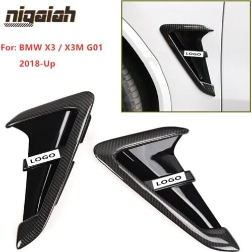 For BMW X3 G01 2018 2019 X3M Carbon Fiber Side Door Fender Air Vent Cover Trim Car Styling Decoration Accessories Glossy Black