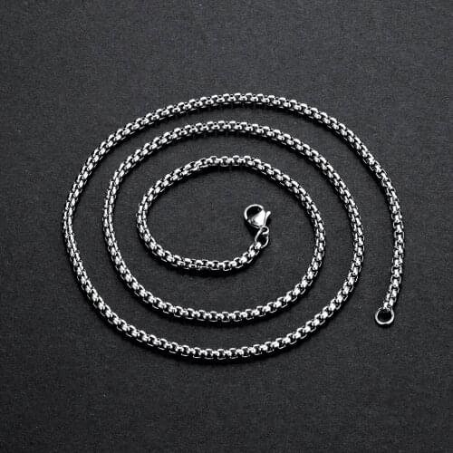 1 Piece 316L Stainless Steel 2.5mm Cuban Rolo Link Punk Necklace Chain Fit DIY Handmade Mens Chain Jewelry Making Findings Craft