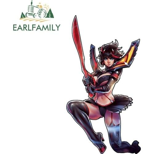 EARLFAMILY 13cm x 7.1cm for Ryuko Car Stickers DIY 3D Anime Occlusion Scratch Bumper Waterproof Decal Decoration Vinyl Material