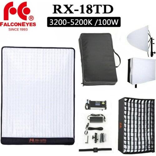 Falcon Eyes Bi-Color RX-18TD 100W Photography LED Photo Video Light with Softbox Diffuser For Video Camera