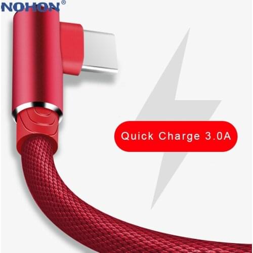 1m 2m 3m 90 Degree Fast Charger Data USB Type C Cable For Samsung Huawei Xiaomi LG Type-c Charging Cord Mobile Phone Long Wire