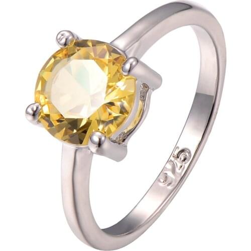 Classic Style CitrineCitrine 925 Sterling Silver Wedding Party Fashion Design Romantic Ring Size 5 6 7 8 9 10 11 12 PR18