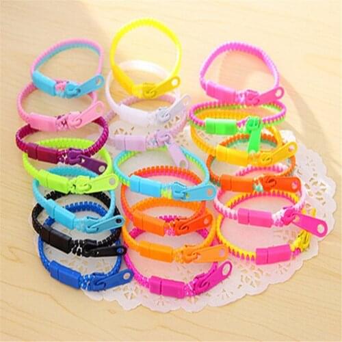 Hot sale 10pcs/lot Metal Zipper Bracelet Fluorescent Neon Creative Gifts Fashion Zip Bracelet Bangles