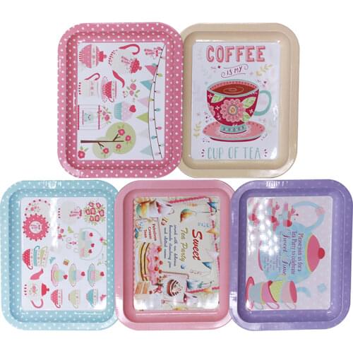 1Pc American Styles Metal Storage Tray Snack Dried Fruit Dessert Food Dishes Rolling Trays Rectangle Home Decorative Coffee Tray