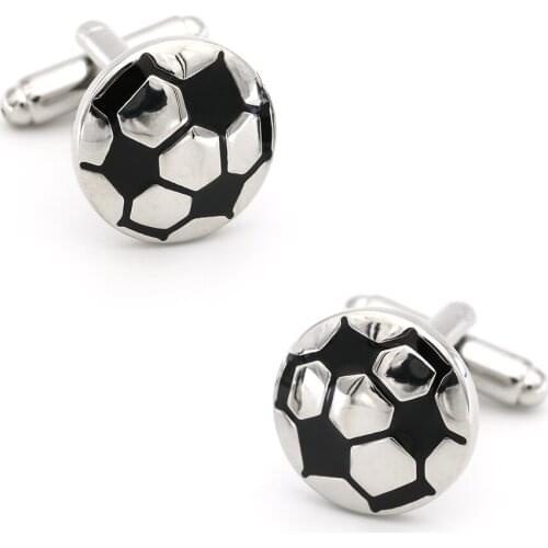 Mens Soccer Cuff Links Copper Material Black Color