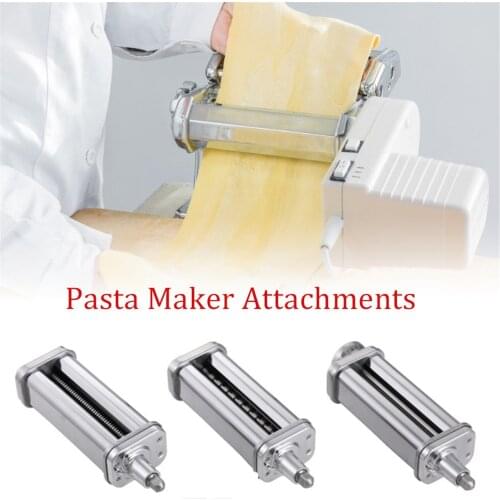 3 Types Stainless Steel Pasta Maker Attachments Set Spaghetti Noodle Cutter Dough Making Tools Meat Slicer For KitchenAid