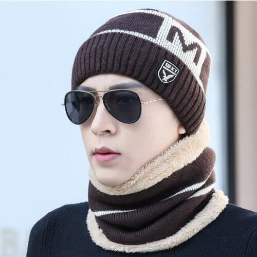 New Winter Knitted Hats Scarf Set Winter Cap Beanie Thick Neck Warm Wool Bonnet Skullies Beanies For Men Women Knitted Hat