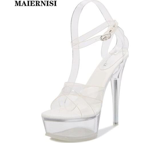 Shoes For Women New 2021 Pole Dance Gladiato High-heeled Sandals 14CM Clear Crystal High Heels Ladies Platform Sandals Stripper