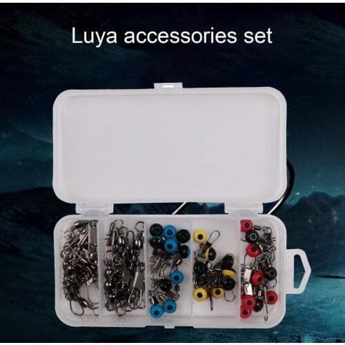 50Pcs Fishing Float Rolling Swivel Supplies Tackle Tool Fishing Line To Hook Shank Clip with Box Connector Fishing Accessories
