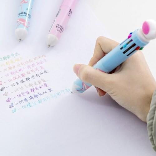 4 Pcs Ball Pen Flamingo Unicorn Dinosaur Cartoon 10 Colors Ballpoint Pen Novelty 0.5mm School Office Supplies Stationery Gift