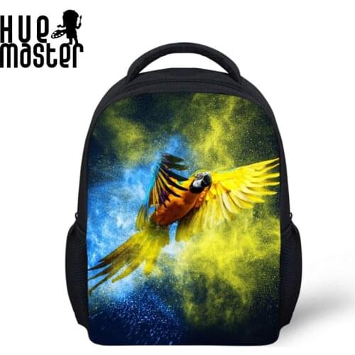 Parrot front view design 12 inch polyester child student backpacks kids girls high quality school backpacks travel shoulder bags