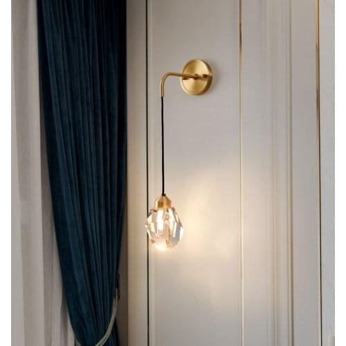 LED Wall Lamp Modern for Bedroom Bedside Luxury Copper Crystal Sconce Indoor Living Room Corridor Staircase Lighting Decoration