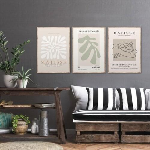 Modern Abstract Exhibition Poster Henri Matisse Cutout Print Lady Sketch Leaf Canvas Painting Wall Art Picture Living Room Decor