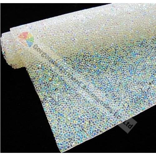 1 sheet 24cmx40cm hot fix rhinestone mesh trim Crystal AB stones For DIY Garment Bags Shoes Furniture Hair Accessories Headbands