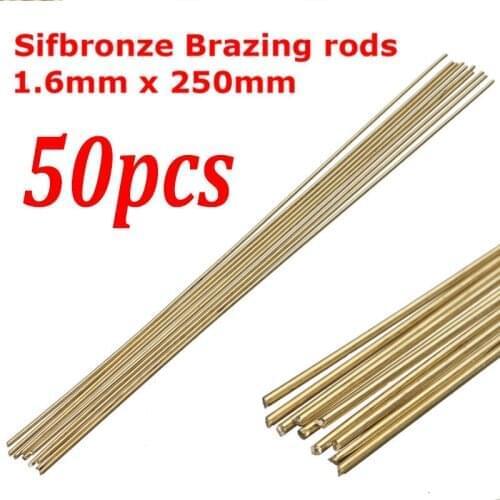 50pcs Gold Sifbronze Brazing Welder Rods Welding Solder Rods 250mmx1.6mm Brass K Gold Platinum Jewelry for Welding Tools