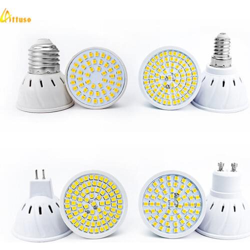 2pcs/lot E27 E14 MR16 GU10 Lampada LED Bulb 110V 220V Bombillas LED Lamp Spotlight 48 60 80 LEDs 2835SMD Lampara Spot Light