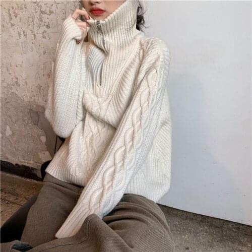 Wavsiyier Vintage Thick Korean Autumn Sweater Women Cute Elegant Knitted Pullover Solid Jumper 2020 Oversized Loose Loose Winter