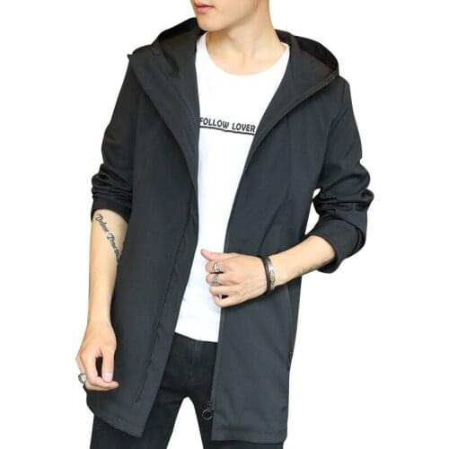 Trench coat men korean style long coat man spring autumn streetwear korean style long jacket vintage men windbreaker X9101