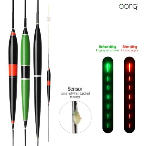 DONQL Luminous Smart LED Fishing Float High Sensitivity Alarm Fish Bite Color Change Electronic Buoy Fish Floating Bobber Stick